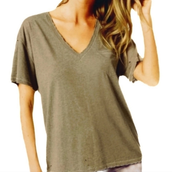 Joe's Jeans Zelly Oversized Distressed T-Shirt Earth Army Green S - Picture 7 of 7